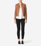 Womens Cole Haan Leather Racer Jacket