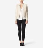 Cole Haan Womens Leather Racer Jacket With Stand Collar