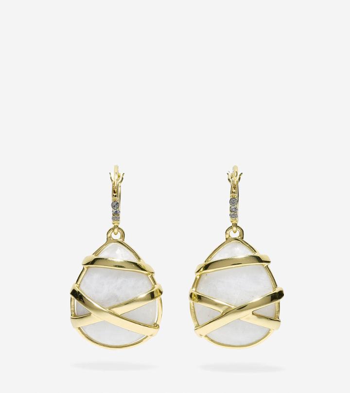 Cole Haan Womens To The Moon Wrapped Semi-precious Moonstone Drop Earrings