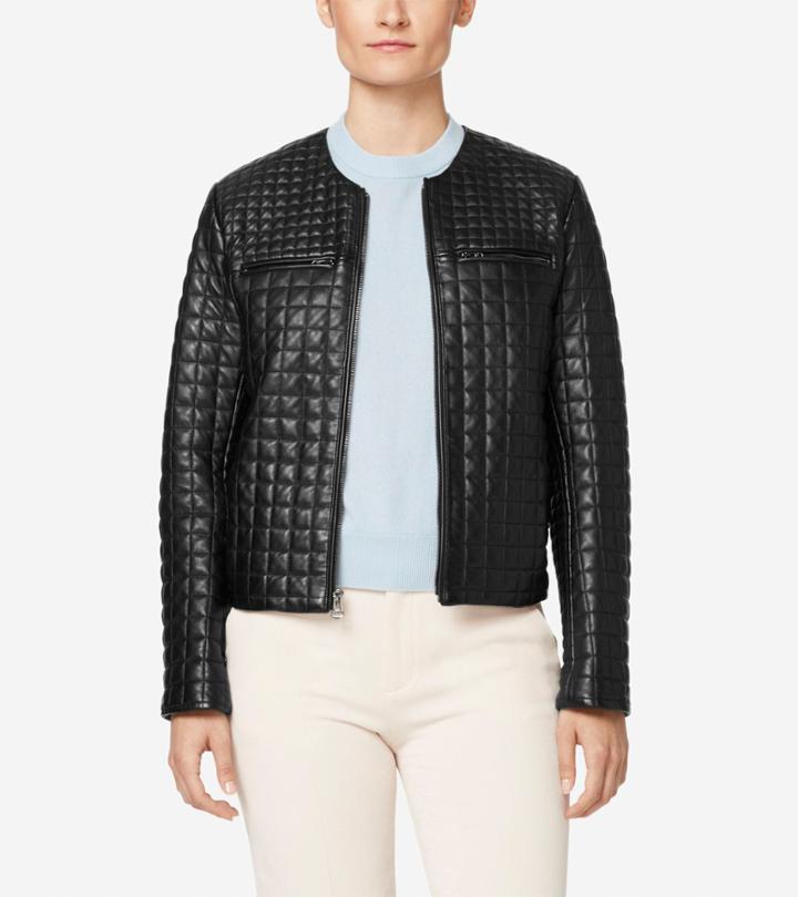 Cole Haan Women's Quilted Collarless Jacket