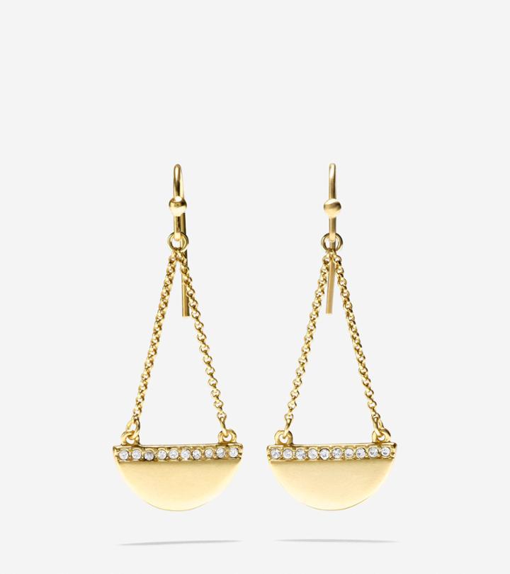 Cole Haan Womens Madison Avenue Pave Half-moon Swarovski Chain Drop Earrings