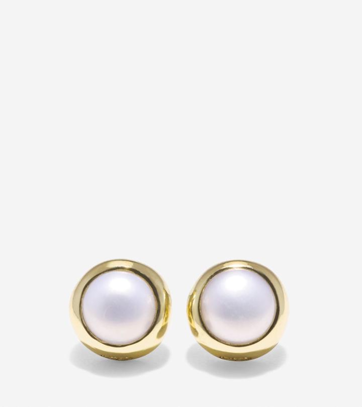 Cole Haan Womens To The Moon Round Fresh Water Pearl Stud Earrings