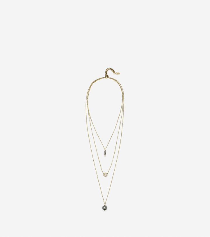 Cole Haan Women's Starry Pearl Triple Layered Necklace