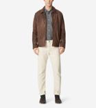 Cole Haan Mens Washed Leather Shirt Jacket
