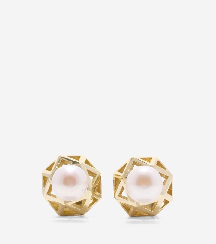 Cole Haan Womens Tali Pearl Fresh Water Pearl Front Back Earrings