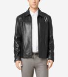 Cole Haan Men's Smooth Leather Shirt Collar Jacket