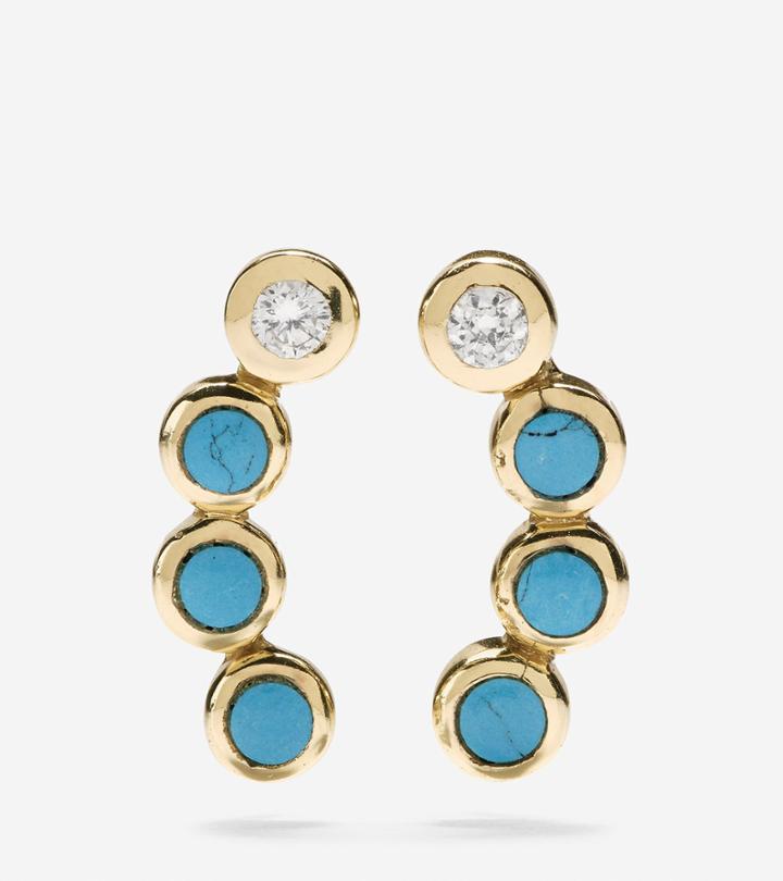 Cole Haan Womens Spring Street Fashion Semi-precious Stone Crawler Earrings