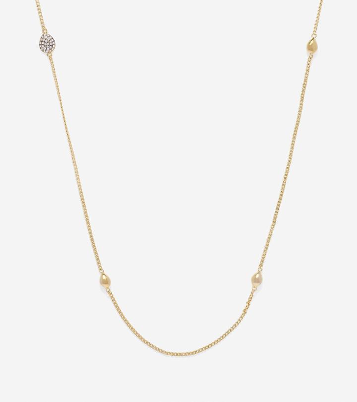Cole Haan Womens Waters Edge Teardrop Swarovski Station Necklace