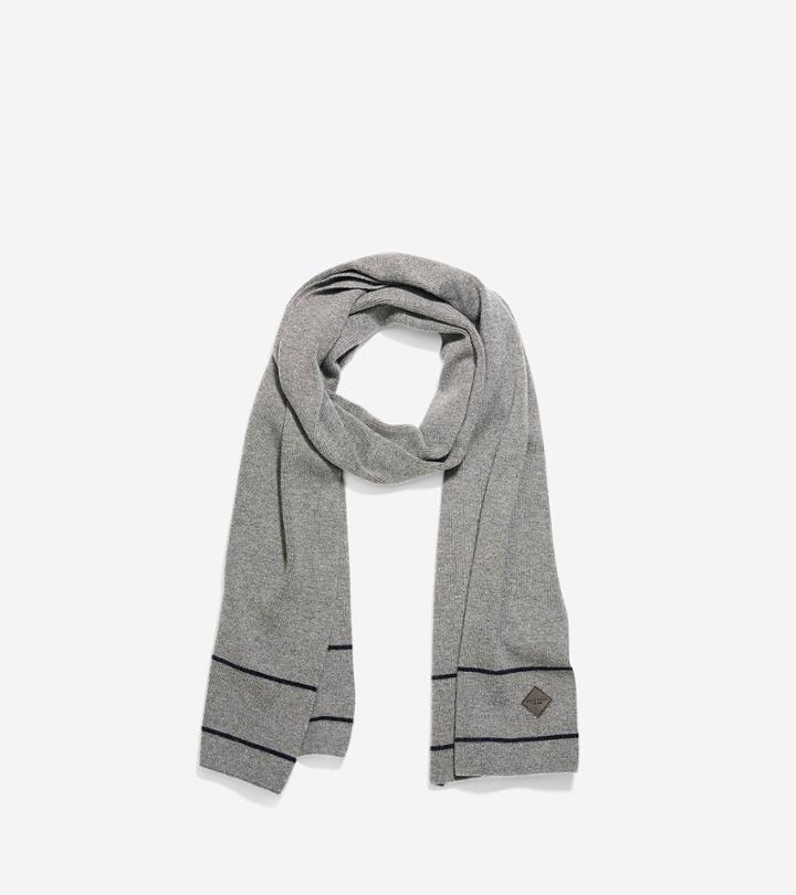 Mens Cole Haan Cashmere Blend Stripe Border Muffler