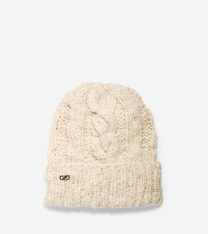 Cole Haan Womens Chunky Cable Cuff Hat