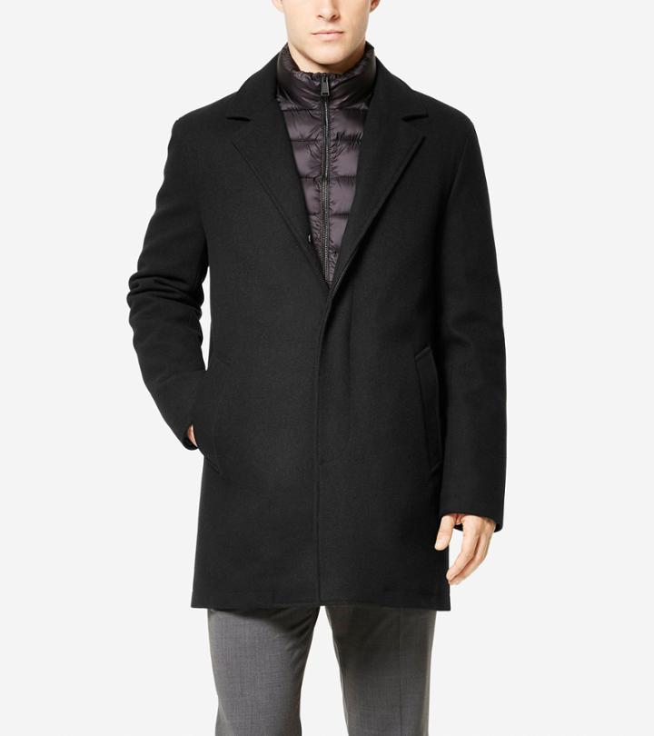 Cole Haan Men's Water-resistant Wool Topper With Primaloft