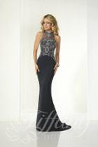 Tiffany Designs - 46148 Beaded High Neck Jersey Sheath Gown