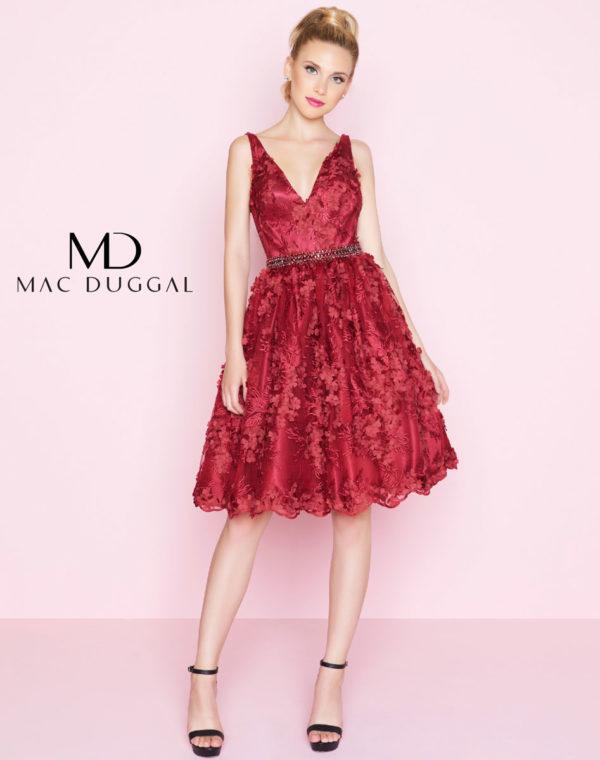 Mac Duggal - 66756n Floral Applique V-neck A-line Cocktail Dress