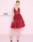 Mac Duggal - 66756n Floral Applique V-neck A-line Cocktail Dress