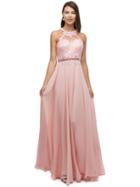 Dancing Queen - Picturesque Jeweled Illusion Sweetheart Chiffon A-line Dress 9548