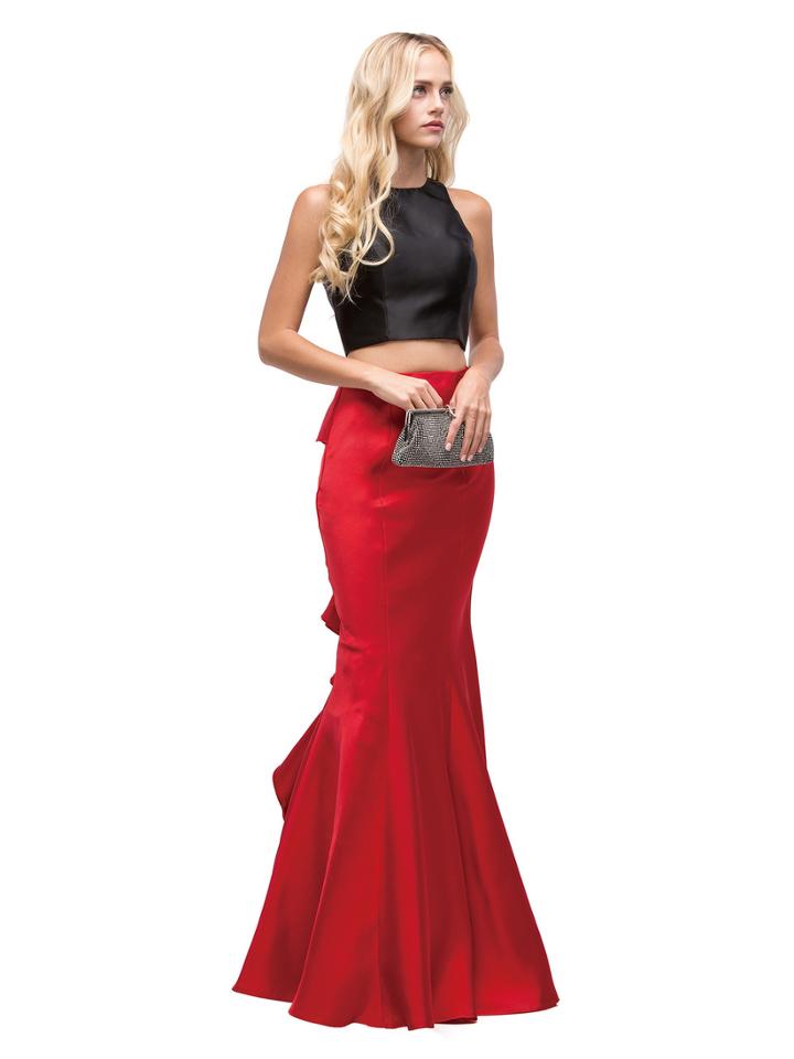 Dancing Queen - Stylish Two Piece Trumpet Dress With Ruffled Back 9767
