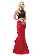 Dancing Queen - Stylish Two Piece Trumpet Dress With Ruffled Back 9767