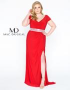 Mac Duggal - 67604f V Neckline Beaded Waist Long Gown