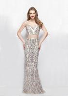 Primavera Couture - 3041 Two-piece Shimmering Beaded Evening Gown