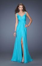 La Femme - 19881 Jewel Lace Ruched Evening Gown