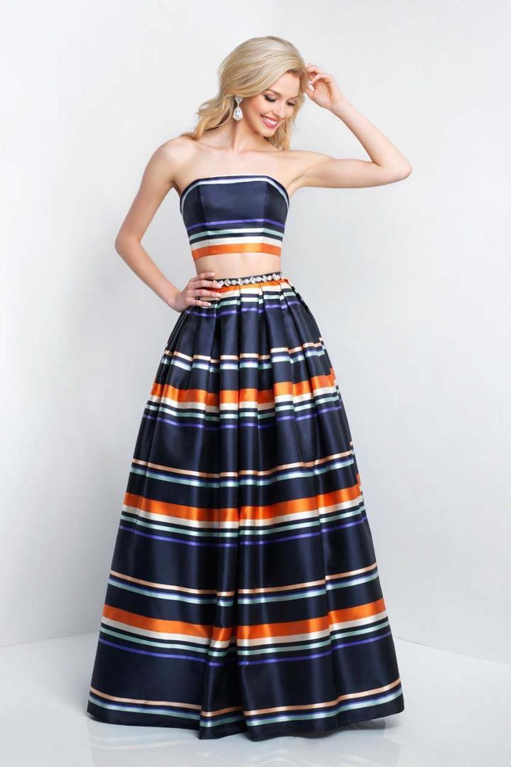 Blush - 5659 Strapless Printed Satin Mikado Two Piece Gown