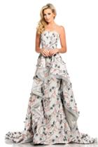 Johnathan Kayne - 8047 Strapless Floral Embroidered Mesh Prom Gown