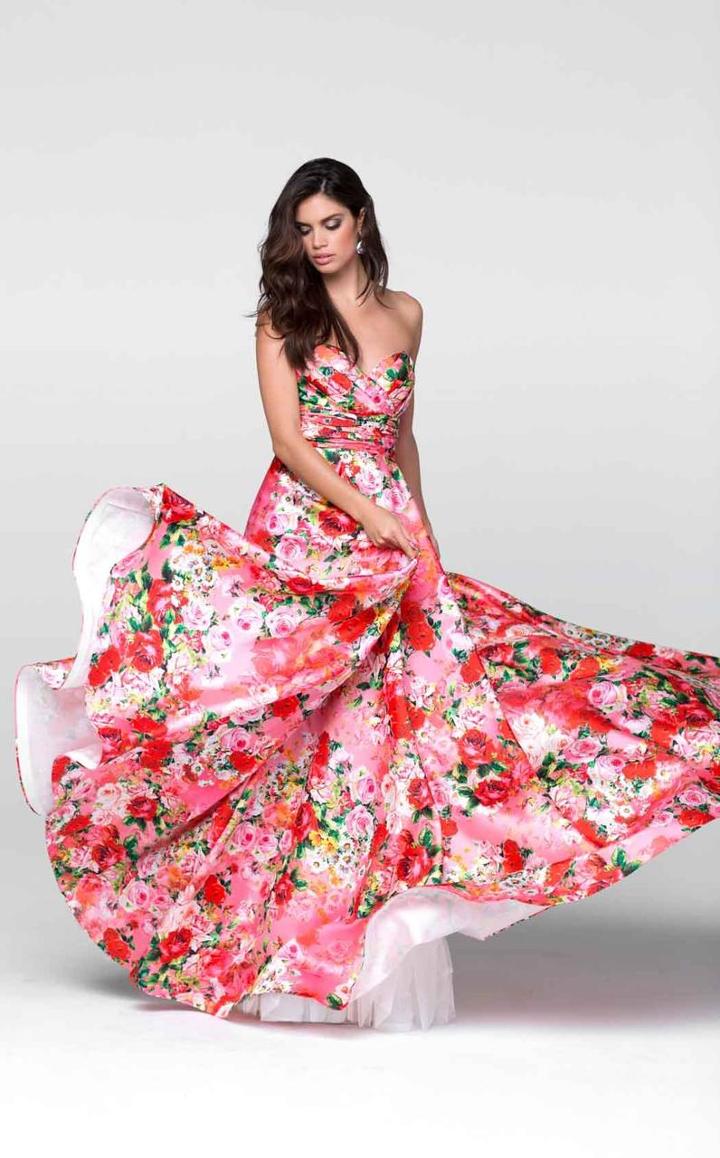 Tarik Ediz - Floral Print Long Dress 50095