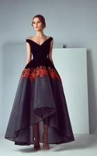Saiid Kobeisy - 3192 Off-shoulder Embroidered Trim Gown