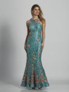 Dave & Johnny - A6567 Ornate Floral Applique Mermaid Gown