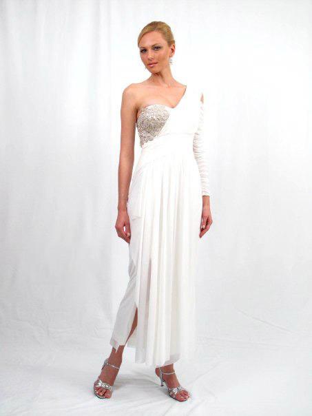 Daymor Couture - One Shoulder Ruched Empire Long Dress 108