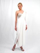 Daymor Couture - One Shoulder Ruched Empire Long Dress 108