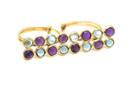 Tresor Collection - Blue Topaz & Amethyst Double Finger Ring In 18k Yellow Gold