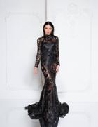 Terani Couture - 1813e6346 High Neck Bodysuit Illusion Gown
