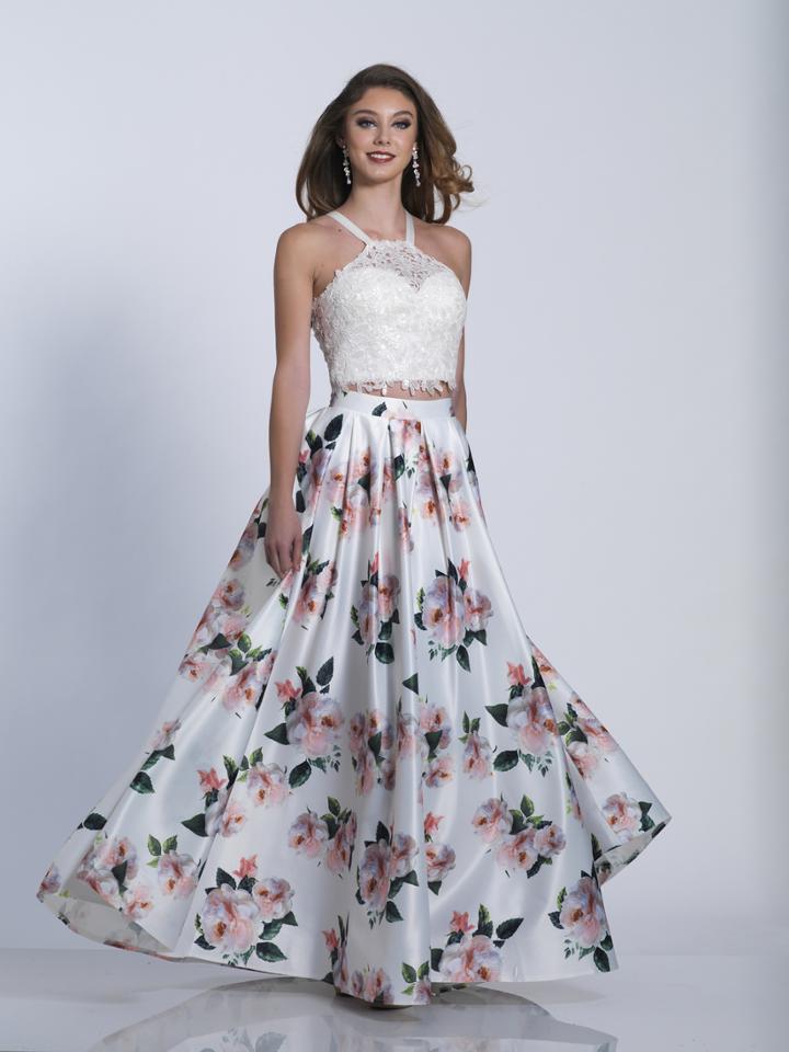 Dave & Johnny - A5634 Floral Two Piece Halter Dress