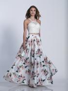 Dave & Johnny - A5634 Floral Two Piece Halter Dress