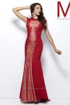 Mac Duggal Prom - 93500 Cap Sleeve Gown In Red Nude