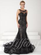 Tiffany Designs - Scoop Neckline Beaded Lace Mermaid Gown 16165