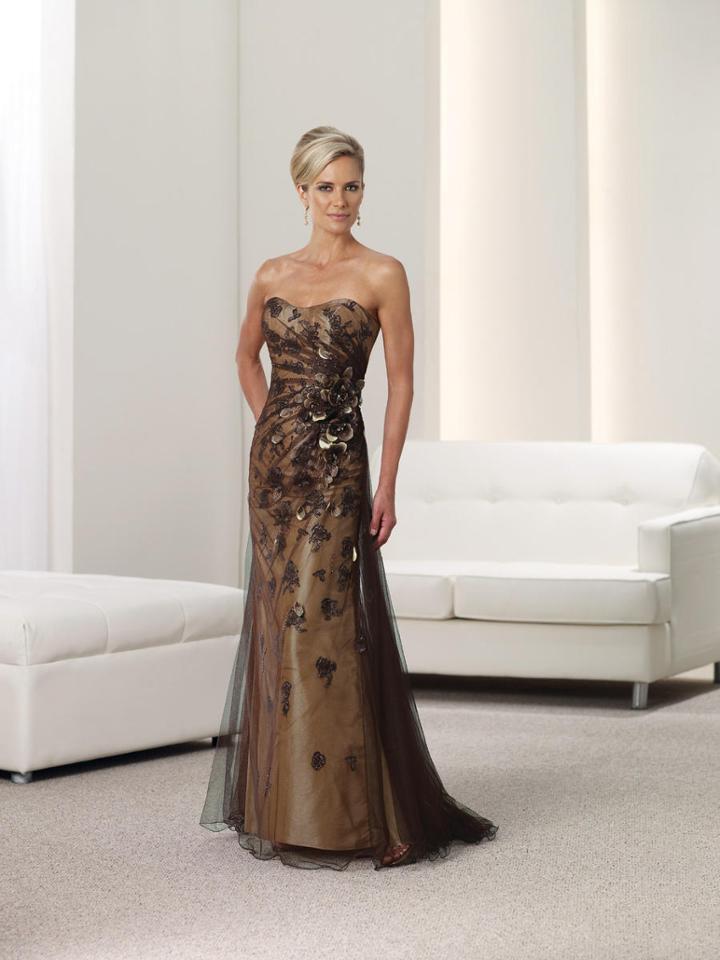 Montage By Mon Cheri - 112924 Long Dress In Coffee Nude