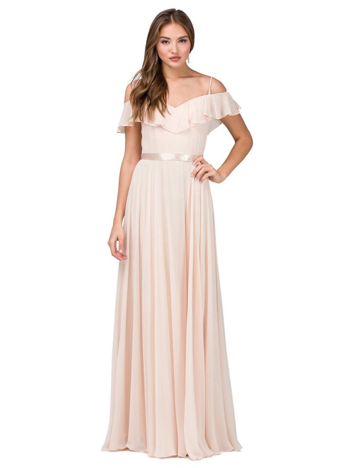 Dancing Queen - Ruffled Off-shoulder Strap Chiffon Dress
