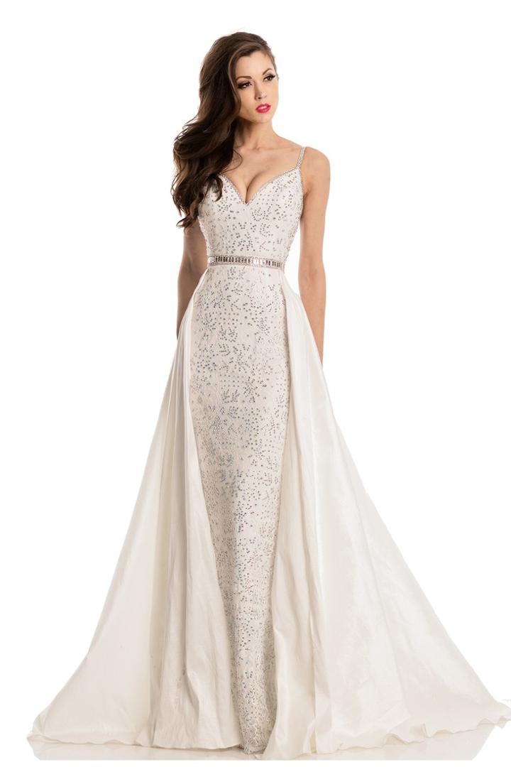 Johnathan Kayne - 7242 Embellished V-neck Sheath Dress