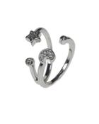 Cz By Kenneth Jay Lane - Star And Moon Double Ring