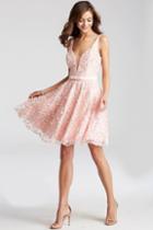 Jovani - Jvn53052 Embroidered V-neck A-line Dress