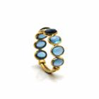 Tresor Collection - Blue Topaz Oval Stackable Ring Band With Adjustable Shank In 18k Yellow Gold