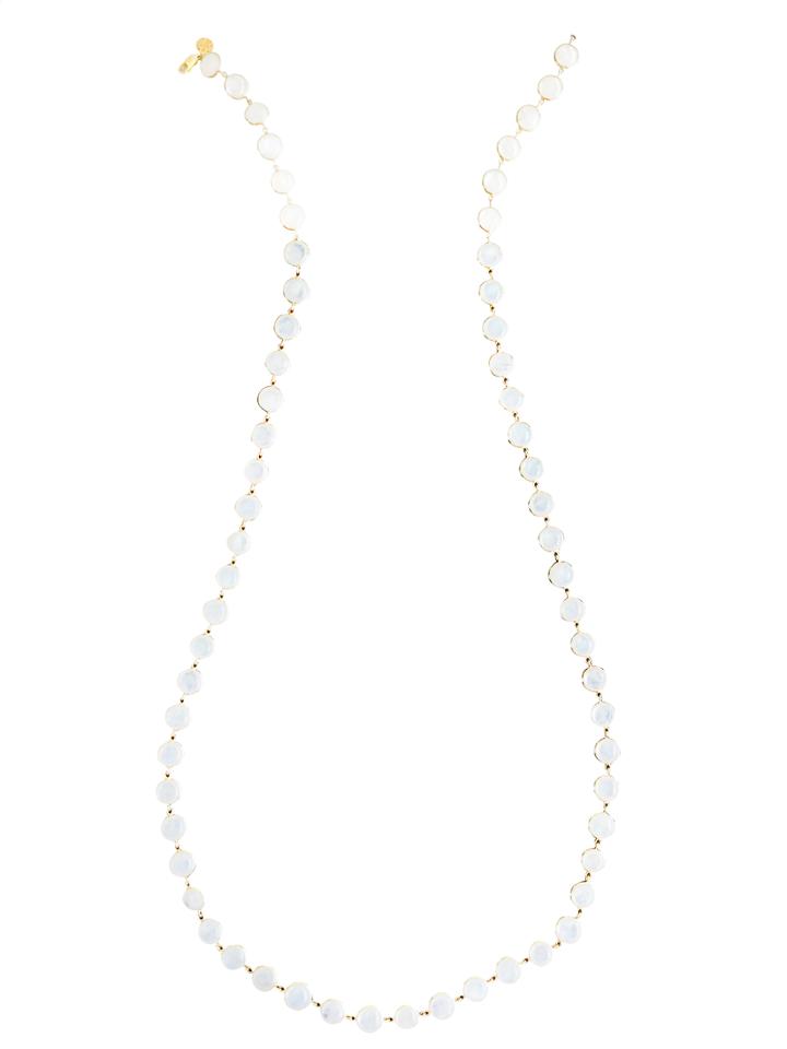 Tresor Collection - Rainbow Moontone Long Station Necklace In 18k Yellow Gold
