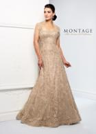 Ivonne D For Mon Cheri - 218d24 Embellished Metallic Lace A-line Dress