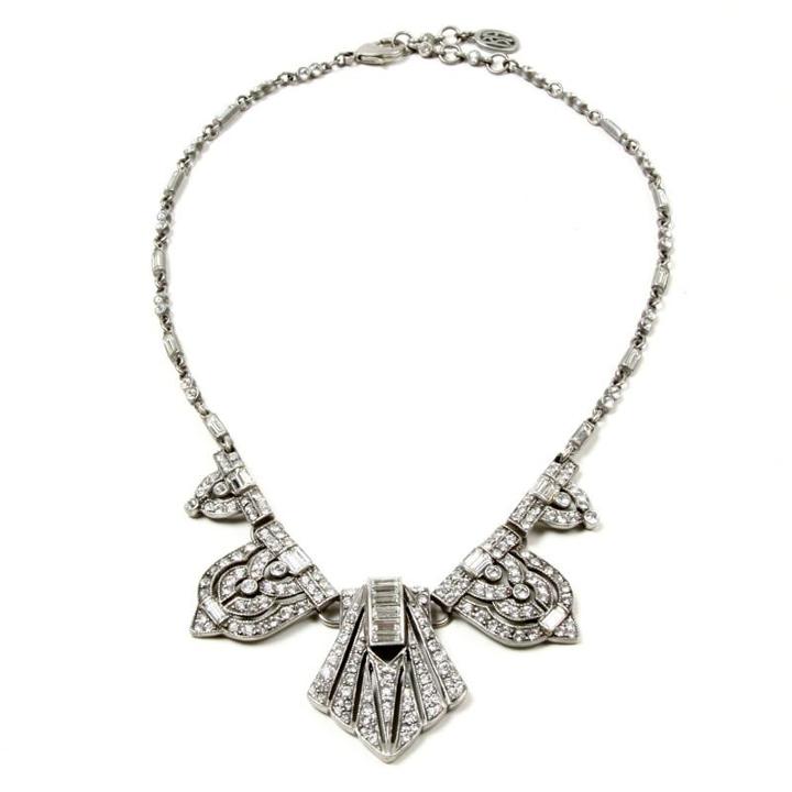 Ben-amun - Ornate Crystal Deco Triangle Necklace