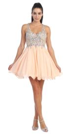 Dancing Queen - Crystal Beaded V-neck Chiffon A-line Dress 8997
