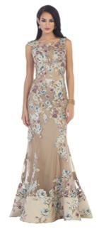 May Queen - Sleeveless With Floral Applique Embellished Sheath Dress Rq7463