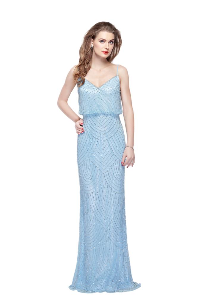Primavera Couture - 1270 Scalloped Blouson Sheath Gown