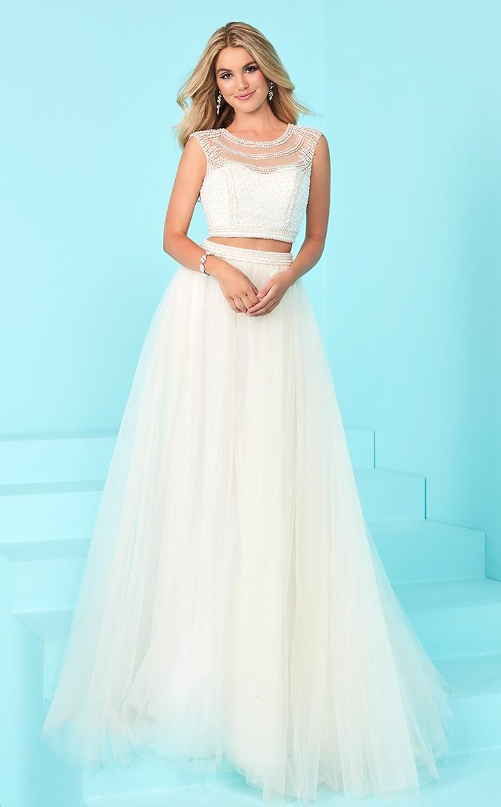 Tiffany Homecoming - Iridescent Bateau Illusion Tulle Long Evening Gown 16242